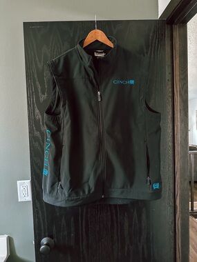 Cinch Black Vest with Blue Embroidered Logos